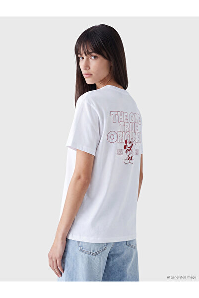 LC Waikiki Xside White Printed 100% Cotton Women's T-Shirt