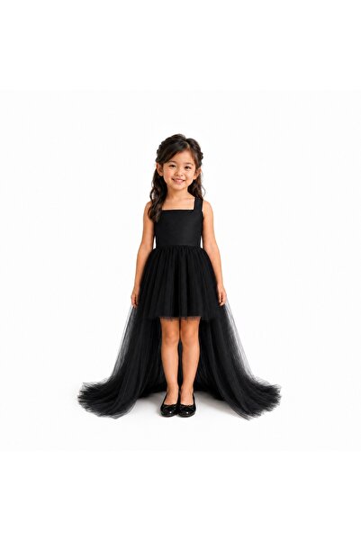 MadyaButik Prenses Model Tüllü Kız Çocuk Abiye Elbise 1-5 Yaş