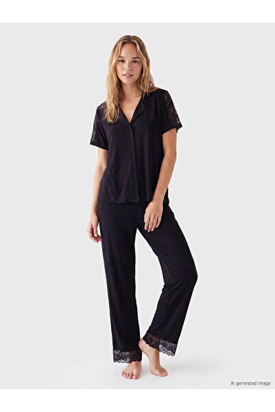 LC Waikiki Sparkling Choices from Shining Store Shirt Roba Collar Women's Paj...