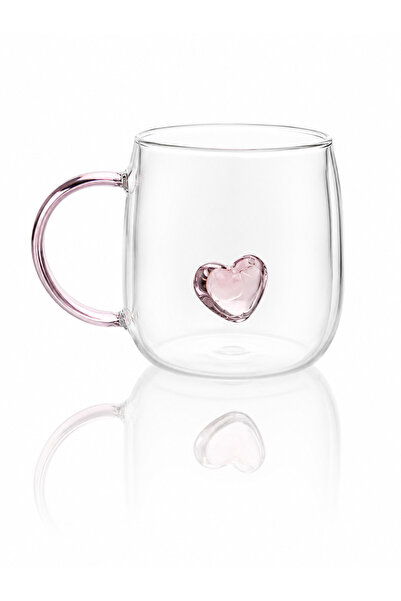 ARVALE Lunessa Heart-Shaped Glass Mug – Transparent Tea and Coffee Cup with P...