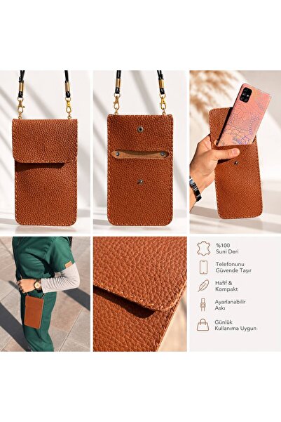 izel aksesuar Premium Luxury Crossbody Faux Leather Phone Bag