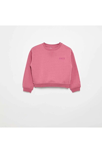 KIABI Fleece Sweatshirt With Chest Print Pink