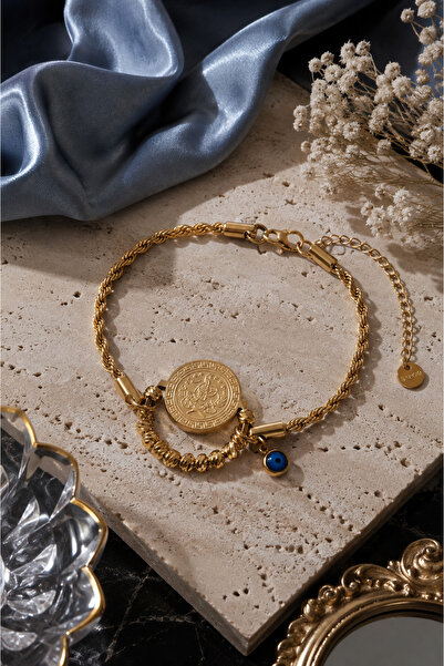 Sylvera Shop Kuyumcu Model Nazarlı Dorikalı Tuğra Embroidered Steel Bracelet ...
