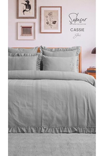 Şaheser Home Collection Κάλυμμα κρεβατιού διπλό Cassie Grey