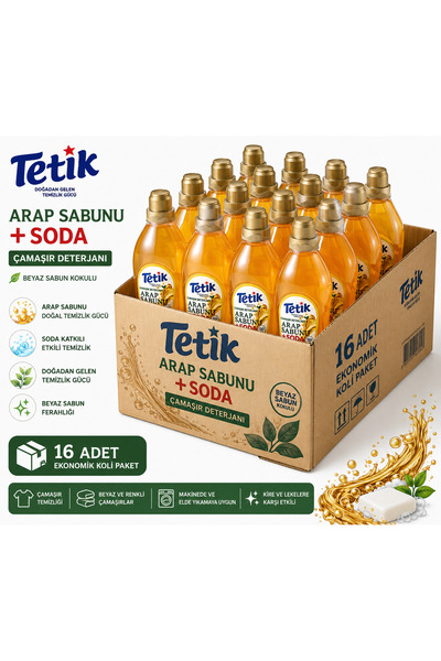 Tetik SIVI ÇAMAŞIR DETERJANI ARAP SABUNU VE SODA ETKİLİ 1000 ML x 16 ADET