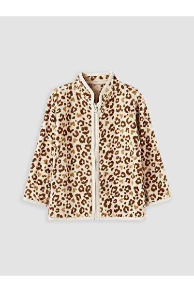 LC Waikiki Nevavm Beige Patterned Girl's Cardigan with a Difference