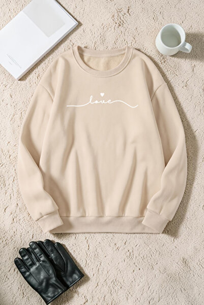 uyguntarz Unisex Love Printed Crew Neck Sweatshirt
