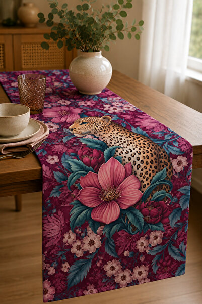 Pilloveland Dekorativni digitalno štampani trkač od antilopa 40x140 cm - roze...
