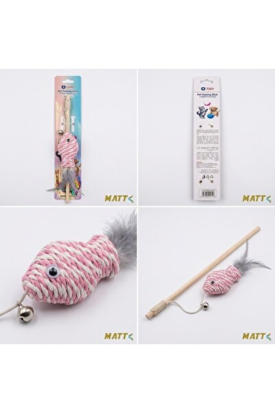 matt Italo Interactive Cat Teasing Stick & Wand Toy – Wooden Wand with Woven ...