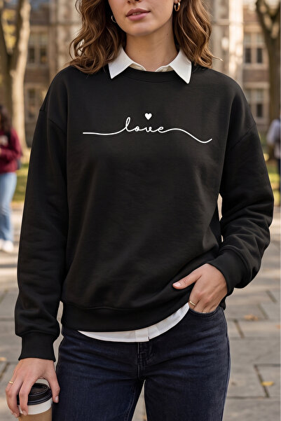 uyguntarz Unisex Love Printed Crew Neck Sweatshirt