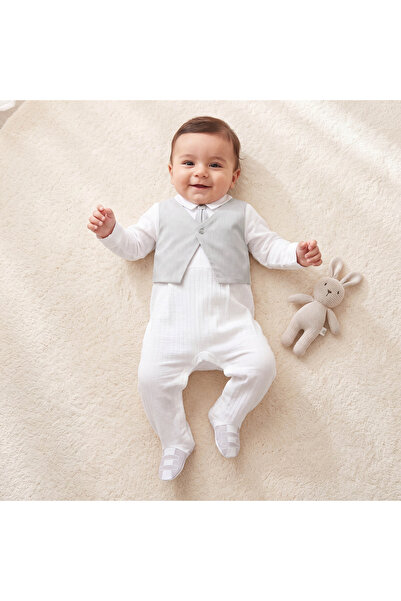 giggles Cotton Collared Long Sleeves Sleepsuit with Waistcoat