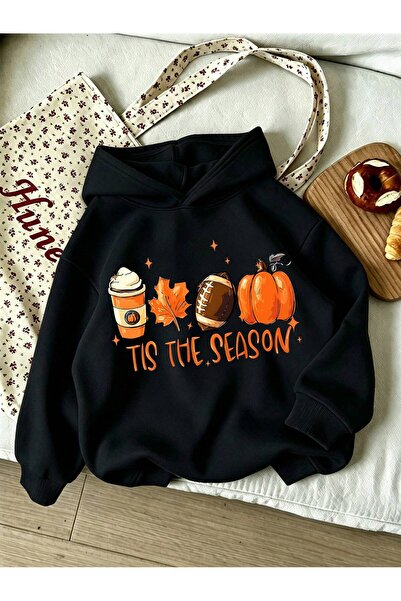 SVART WEAR Детски суичър с качулка с принт  "Tıs The Season ", от пениран пам...