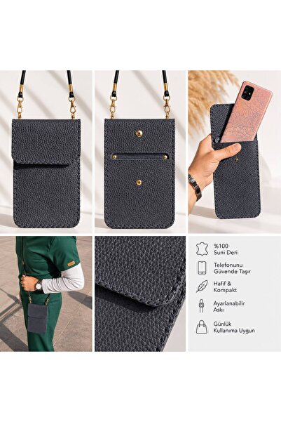 izel aksesuar Premium Luxury Crossbody Faux Leather Phone Bag