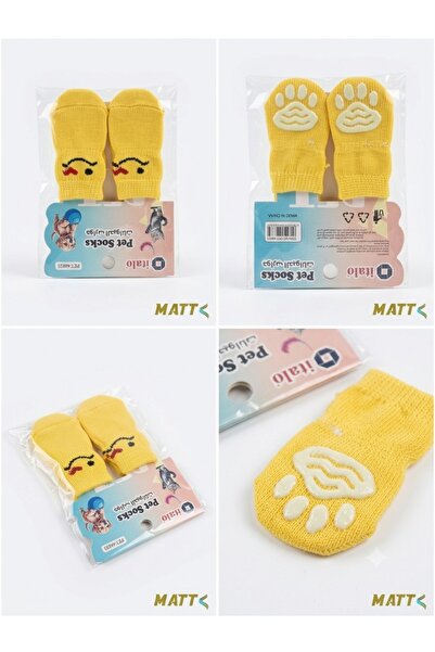 matt Italo Anti-Slip Pet Socks for Dogs & Cats – Breathable Yellow Paw Print ...