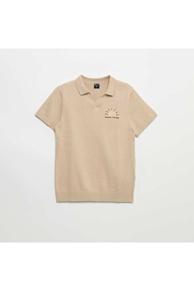 KIABI Short-Sleeve Polo Jumper Beige