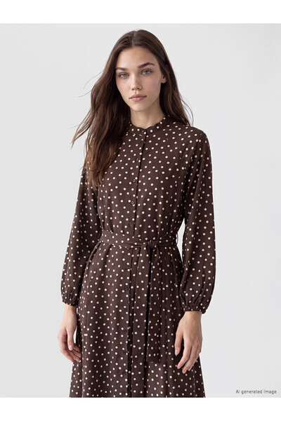 LC Waikiki TexX Store Kalitesi LCW Modest Kahverengi Puantiye Standart & Regu...