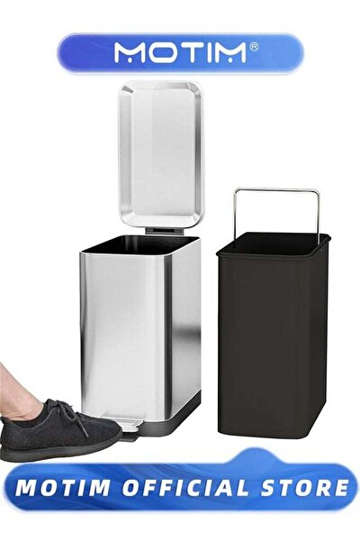 MOTIM Slim Stainless Steel Step Trash Can, 18L Large Garbage Pedal Can Waste ...