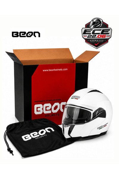 beon - ÇENE AÇILIR VİZÖRLÜ KASK [B700] [BEYAZ]