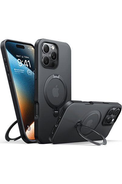 TORRAS Case for iPhone 16 Pro, Ostand Spin MagSafe Series, shockproof, black