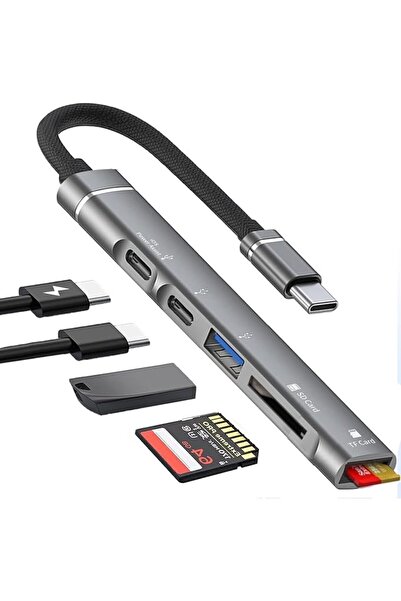 SYOSI USB C Hub 5 in 1 Aluminum Multiport Adapter Hub with Sd/Micro Sd Card R...