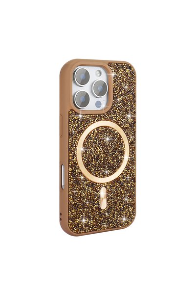 zore iPhone 16 Pro Max Case with Glitter Diamonds and Magsafe Camera Raised S...