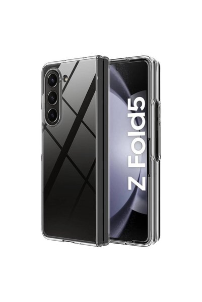 zore Galaxy Z Fold 5 Case Non-Yellowing Ultra Thin Hard Mica Camera Raised Frame