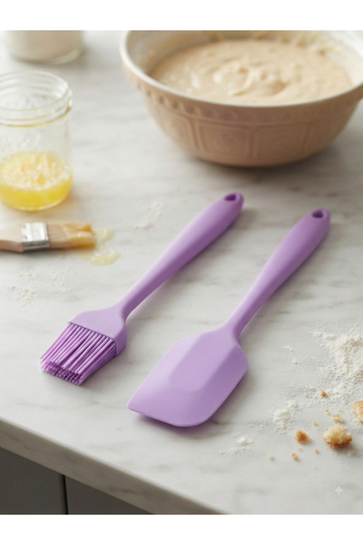 Genel Markalar 2’li Yanmaz Yapışmaz Slikon Spatula Seti & Yumurta Fırçası Spa...
