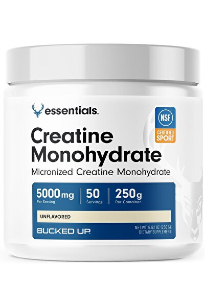 BUCKED UP Micronized Creatine Monohydrate Essentials Powder - (50 Servings, 2...