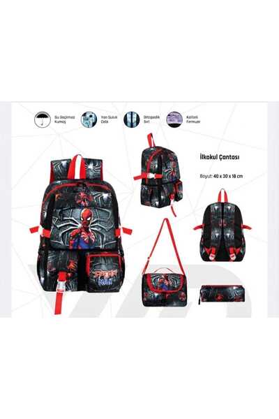 monthiron Spider-Man Kids' School Bag 3-Piece Set – Backpack, Lunch Bag, and ...