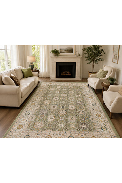 ALA RUGS Yumuşak Dokulu Sık Dokuma Makine Halısı Vintage Etnik Desenli Salon ...