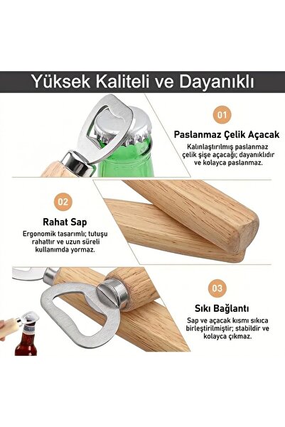 Neler Geldi Neler Opener Wooden Handle Bottle Opener Cap Opener Soda, Soda Pop Opener Bottle Opener 14 cm 47 Grams Dekorat