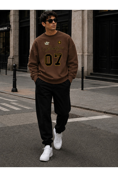 HerTarzınTrendi Oversize Alt-Top Tracksuit Set Unisex Newyork 07 Printed Crew...