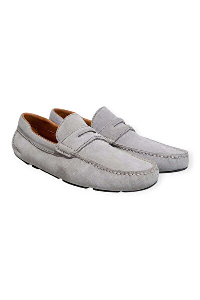 FRANCO CALVANI Gray Color Laceless Genuine Leather Men's Shoes