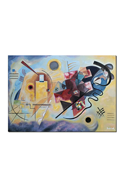 artnova Tablou pictat manual celebru, Yellow, Red, Blue, 70x50cm ulei pe panz...