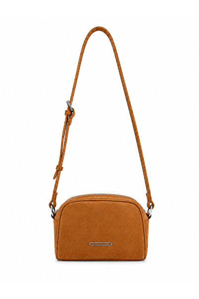 Elviora Liora Warm Brown Suede – Taba Süet Kumaş Ayarlanabilir Askılı Kadın O...