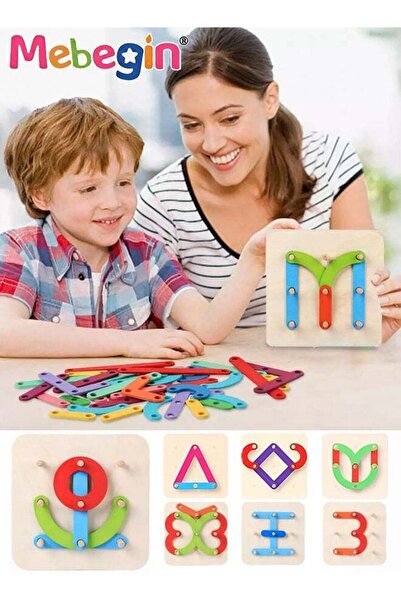 MEBEGIN Wooden Letters and Number Construction Activity Set, Educational Pres...