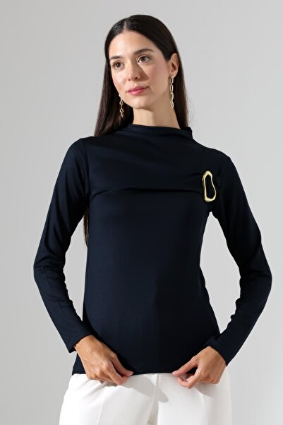 Sabr Women's Modal Buckle Draped Long Sleeve Blouse