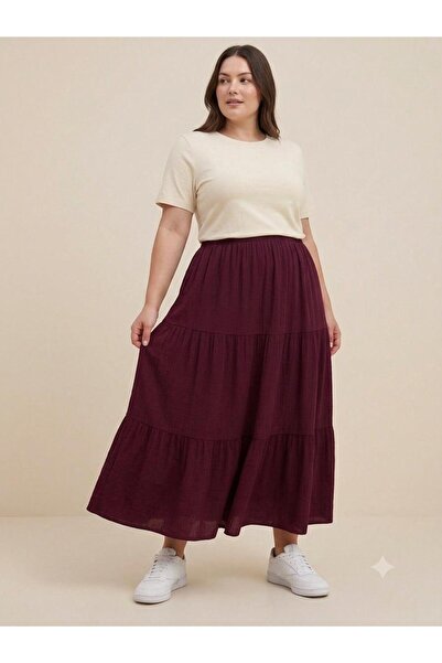 Orly More Plus Size Three Layer Women's Elastic Waist Skirt