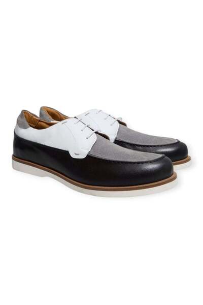 FRANCO CALVANI Gray Color Lace-Up Genuine Leather Men's Shoes