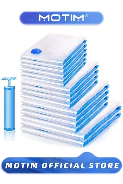 MOTIM 20 Pack Vacuum Storage Bags with Hand Pump 80% Storage Space Saving for...