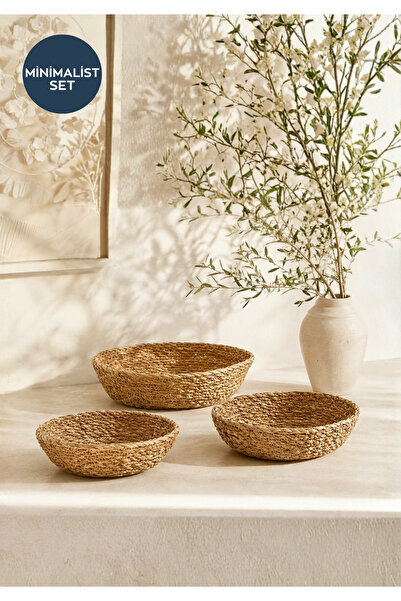 HOMİNG Natural Oval 3'lü Sepet Seti Organizer Anahtarlık Takılık