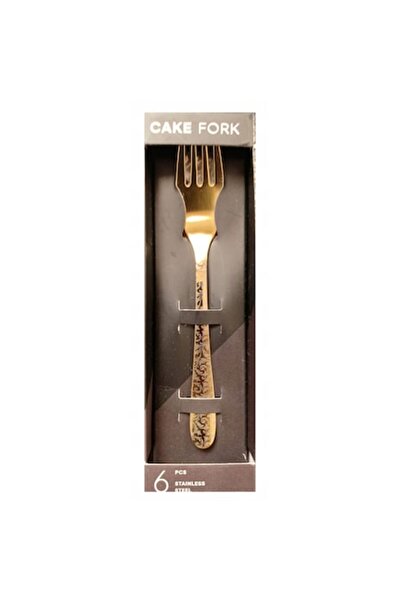 CARDSPLITTER Set de 6 furculițe de desert din oțel inoxidabil auriu, CARDSPLI...