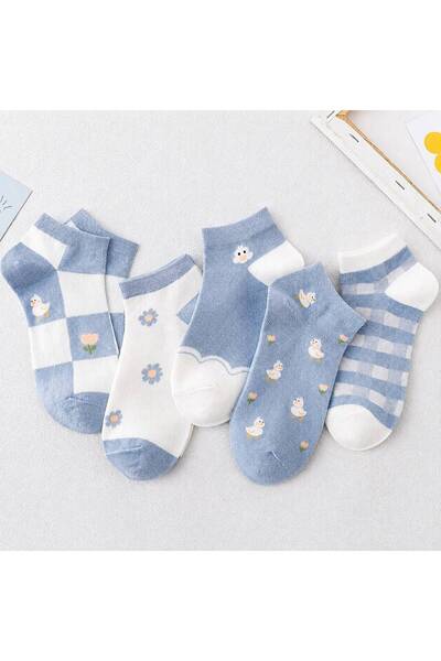 Sky Socks 8-Piece Chick-Daisy Patterned Booties Socks Set