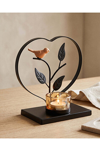 REDTAG Black Metal Decorative Candle Stand 15.5x8x15cm