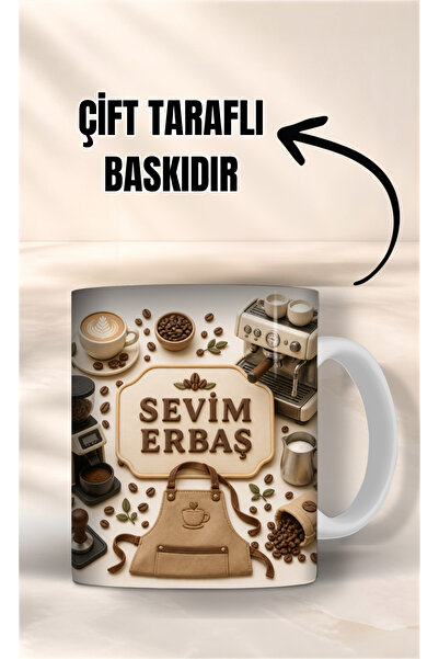 Evion Baristalara Özel İsimli Kupa Bardak – Kişiselleştirilebilir Barista Mes...
