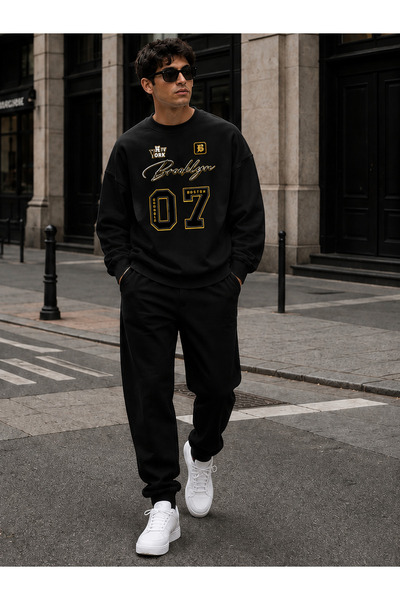 HerTarzınTrendi Bottom-Top Tracksuit Set Unisex Newyork 07 Printed Crew Neck ...