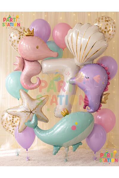 Parti Station Mermaid Concept Balloon Set 7 Years Old - 17 Piece Extra Large ...