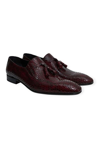 FRANCO CALVANI Burgundy Color Laceless Genuine Leather Men's Shoes