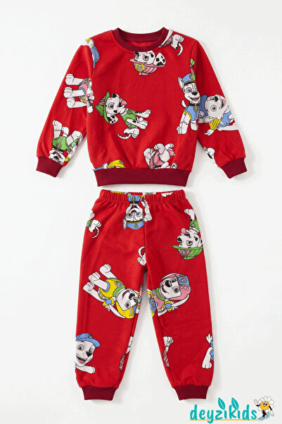 Deyzikids İtfaiyeci Köpek Resim Baskılı Çizgi Karakter Pijama Takımı 1-2-3-4-...