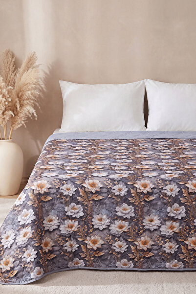 Rivaİstanbul Water Lily Flower 5D Multi-Purpose Single Printed Pique & Bedspr...